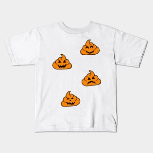 halloween jack o'lantern poo emoji Kids T-Shirt